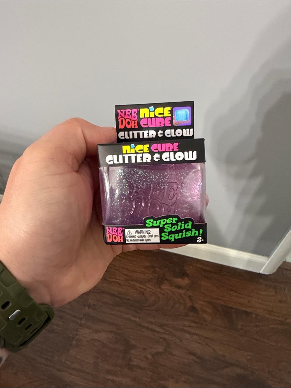 Squeeze Nee Doh Nice Cube Glitter & Glow Purple Squish Toy